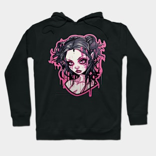 Goth Girl Pink Lipstick Hoodie